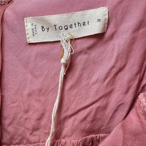 By Together Vintage Look Romantic Floral Puff Sleeve Soft Pink Dress Size M - Picture 6 of 11